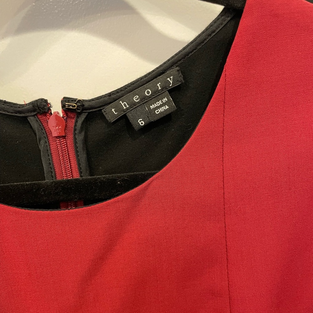 Theory Red And Black Colorblock Scoopneck Shift D… - image 2